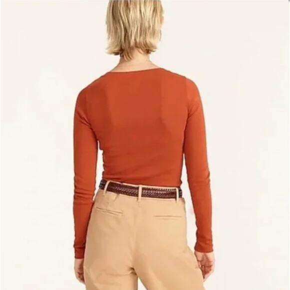 2/$30 J. Crew Slim Perfect Long Sleeve T-Shirt Deep Ember Orange Size XXS - Picture 2 of 14
